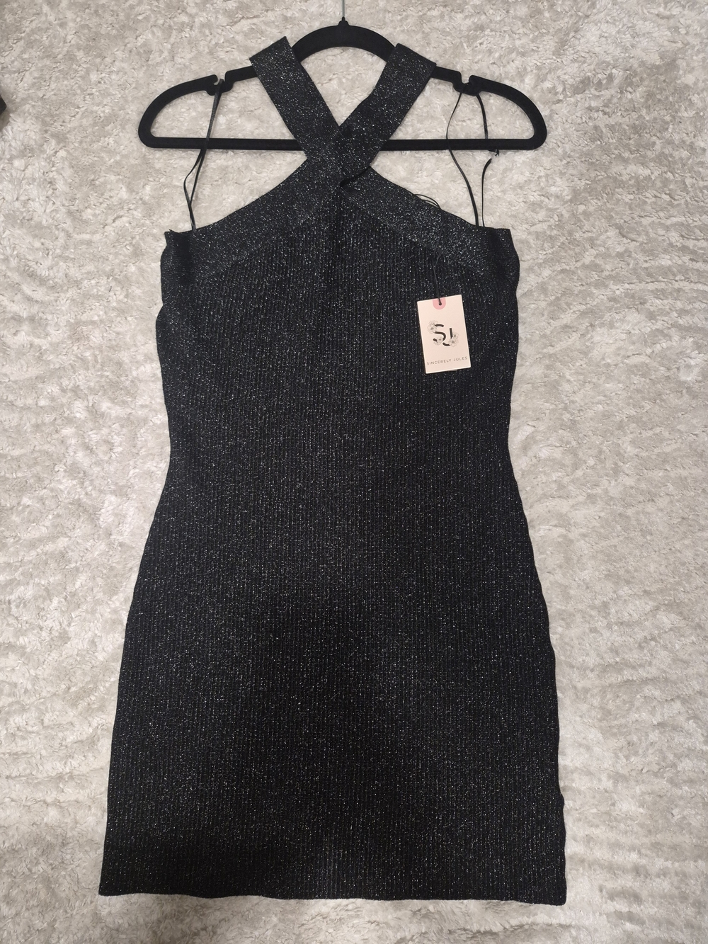 Sincerely Jules Women Dresses - Shimmery Black Cross-Neck Bodycon Dress